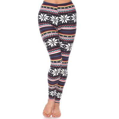 Women's One Size Fits Most Printed Leggings Black/white Paisley One Size  Fits Most - White Mark : Target