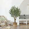 DR.Planzen 7FT Artificial Olive Tree with Thick Stump - UV Resistant Faux Plant for Indoor/Outdoor, Black Pot & Realistic Green Leaves - 2 of 4