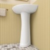 23 in. W x 19 in. D Vitreous China U-Shaped Vessel Sink with Single Faucet Hole Pedestal Combo Bathroom Sink in White - 4 of 4