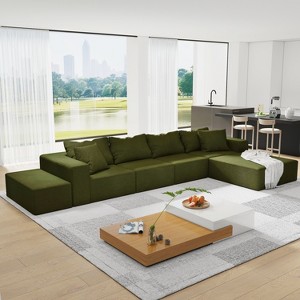 132” Modern L-Shaped Sectional Sofa: Modular, 6 Pillows, Free Combination - Ideal for Living Room and Bedroom - 1 of 4
