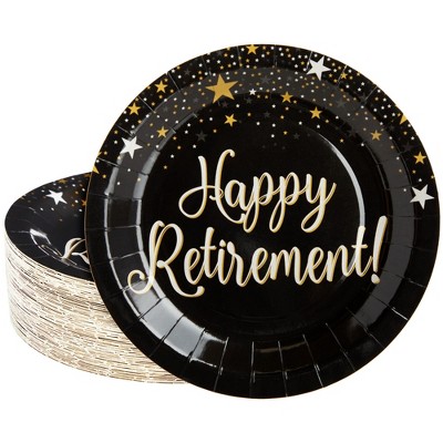 Blue Panda 80 Pack Retirement Party Supplies, Disposable Dinnerware Paper Plates, Happy Retirement Party, 9 in