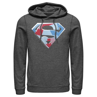 Men's Superman Logo Geometric Pull Over Hoodie