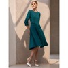 INSPIRE CHIC Women's Elegant A-Line Crew Neck 3/4 Sleeve Wear to Work Fit and Flare Dress - 3 of 4