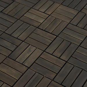 Racxily Acacia Wood Interlocking Deck Tiles Checker Pattern, 12" x 12" Square Dark Brown Acacia Hardwood Outdoor Flooring for Patio, Bancony - 1 of 4