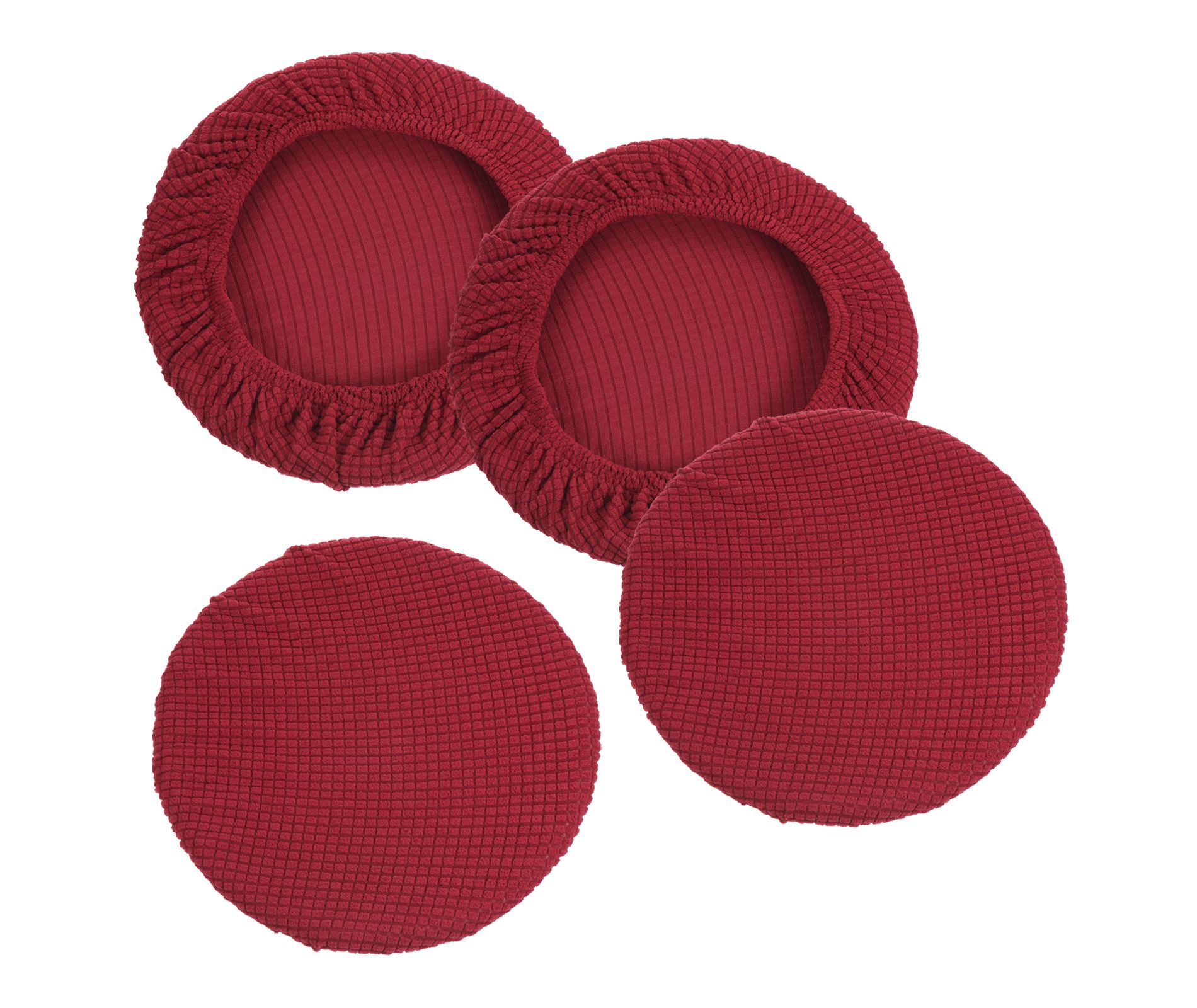 Unique Bargains Polyester Round Washable Elastic Bar Stool Cover for Dia 11"-13" Chairs 4 Pcs Wine Red