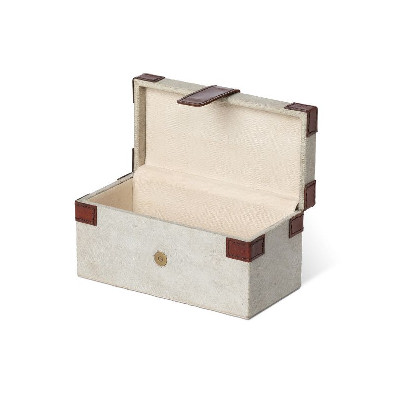 Park Hill Collection Antique Canvas Box with Genuine Leather, 2 of 4