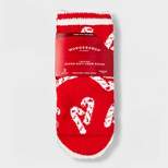 Toddler Candy Cane Cozy Crew Socks - Wondershop™ Red 2T-3T