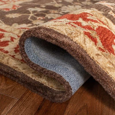 Handmade Round Olive and Rust Wool Tufted Area Rug