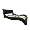 Queen Size Upholstered Bed Frame  Curve Design Platform Bed Frame With Wood Slat Support Backrest - 3 of 4