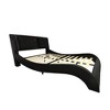 Queen Size Upholstered Bed Frame  Curve Design Platform Bed Frame With Wood Slat Support Backrest - image 3 of 4