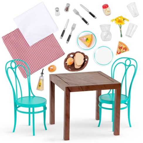 tilbagebetaling Ny ankomst på den anden side, Our Generation Dining Table & Chairs Furniture Set With Play Food For 18"  Dolls - Pizza With You : Target