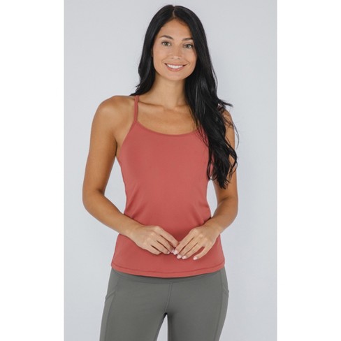 Yogalicious Womens Nude Tech Polygiene Emma Tank Top With High Support Built-in  Bra - Marsala - Small : Target