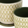 Sagebrook Home Set of 2 Ceramic Planters - Contemporary Olive Green 5" and 6" X Design Planter Set for Indoor or Outdoor Plants and Succulents - - 3 of 4