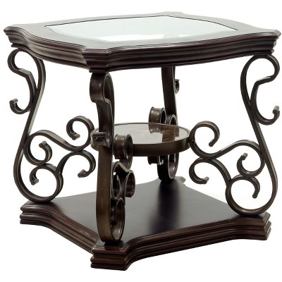 NicBex Modern 26.25" Square Coffee Table with Middle Marble Shelf for Living Room and Office