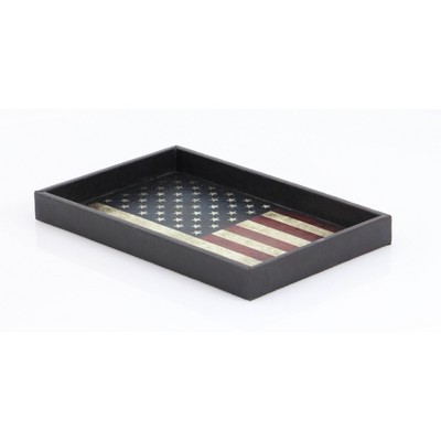 Rustic Elegance Patriotic American Flag Serving Tray Set, Red/White/Blue, 3-Pack