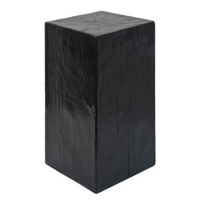 Vynxaria Square Column End Table, 27.5"H MGO Side Table w/Distressed Finish, Indoor Outdoor Use, Black - 1 of 4