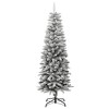 vidaXL 5ft Artificial Slim Christmas Tree with Flocked Snow, Hinged Design, Realistic PE & PVC Tips - Comes with Sturdy Steel Stand - 2 of 4