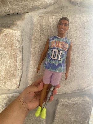 Barbie Ken Fashionistas Doll #212 with Prosthetic Leg, Wearing Los Angeles  Jersey and Purple Shorts with Sneakers