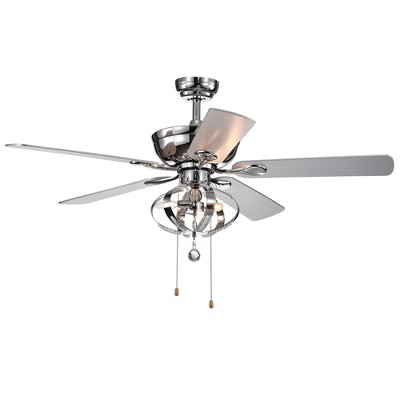 52" x 52" x 22" Tatiana Lighted Ceiling Fan with Royal Chandelier Silver - Warehouse Of Tiffany