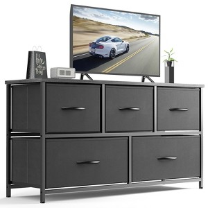 Dresser with 5 Drawers, Dressers for Bedroom, Fabric Storage Tower, Hallway, Entryway, Closets, Sturdy Steel Frame, Wood Top, Easy Pull Handle - 1 of 4