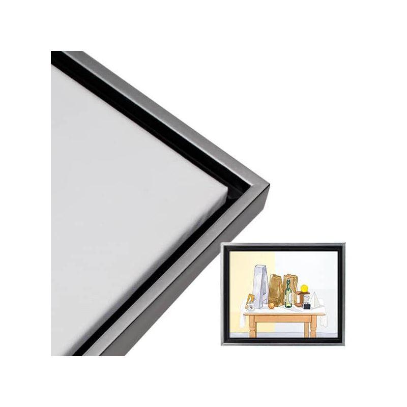 Creative Mark Illusions Floater Frame for 3/4 Inch Depth Stretched Canvas - Black & Silver, 1 of 7