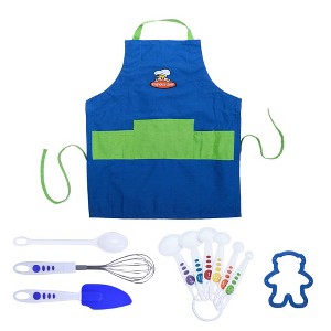 Curious Chef 11-Piece Blue and Green Chef's Kit for Kids, Includes Real Cooking and Baking Tools, Dishwasher Safe - 1 of 4