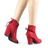 Allegra K Women's Round Toe Block Heel Side Zipper Lace Up Back Ankle Boots - 2 of 4