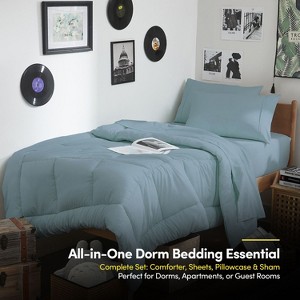 7PC Campus Ready Dorm Twin XL Bedding Bundle, Solid Comforter, Pillows and Sheet Set - 1 of 4