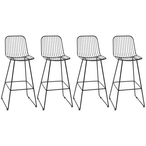 HOMCOM Modern Bar Stools Metal Wire Bar Height Barstools 30