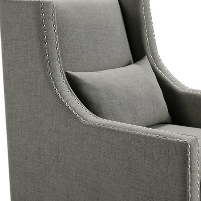 Gray Transitional Accent Chair with Nailhead Trim