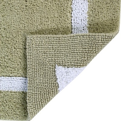Sage and White Cotton 2-Piece Bath Rug Set