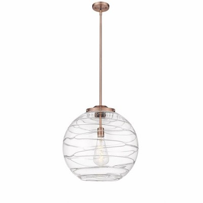 Athens Deco Swirl - 1 Light Pendant In Industrial Style-19.5 Inches Tall and 17.88 Inches Wide