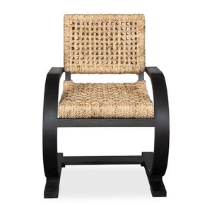 Uttermost Rehema Black Dining Chair – 25-Inch Woven Seat Oak Wood Chair in Sleek Modern Black Finish - 1 of 4