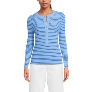 Lands' End Women's Drapey Rib Skimming Long Sleeve Henley - 1 of 3
