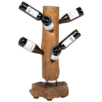 vidaXL Wine Rack for 8 Bottles 15.7"x11.8"x31.5" Solid Teak Wood