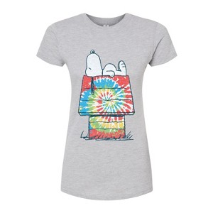 Women's - Peanuts - Snoopy Tie Dye House Fitted Graphic T-Shirt - 1 of 3