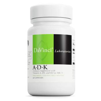 DaVinci Labs ADK - Supports Bone Structure, Heart Health and Immune Function - With Vitamin A, Vitamin D3 5,000 IU and Vitamin K2 - 60 Veggie Caps