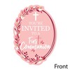 Big Dot of Happiness First Communion Pink Elegant Cross - Shaped Fill-in Invitations - Religious Party Invitation Cards with Envelopes - Set of 12 - 2 of 4