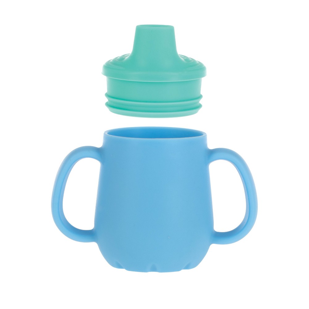 Photos - Glass Nuby 2oz 2 Handle Silicone Cup with Spout Lid - Boy 