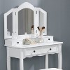 Roundhill Furniture Sanlo Wooden Vanity, Make Up Table and Stool Set, White - 4 of 4