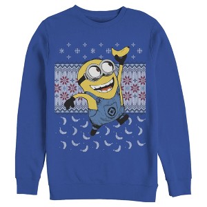Men's Despicable Me Ugly Christmas Minons Banana Sweatshirt - 1 of 3