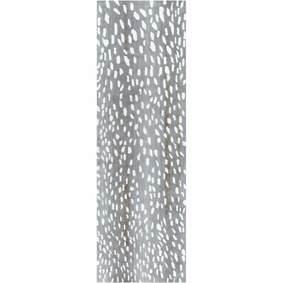 Hauteloom Athena Gray Giraffe Print Wool Rug