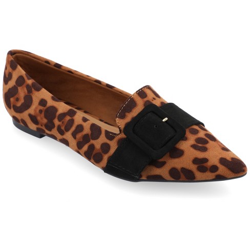 Journee Collection Womens Patricia Slip On Pointed Toe Ballet Flats Leopard  12 : Target