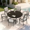 40.6" Outdoor Round Patio Dining Table with Umbrella Hole, All-Weather Metal Outdoor Dining Table for Garden, Balcony, or Backyard–The Pop Home - 3 of 4