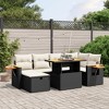 vidaXL 7 Piece Patio Sofa Set with Cushions Black and Cream Poly Rattan - Without Storage - 2 of 4
