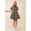 Slickblue Women's Jacquard Floral Babydoll Dress, Cotton Bubble Sleeve Button Down, Collar Neck, Black, Size S-L - 4 of 4