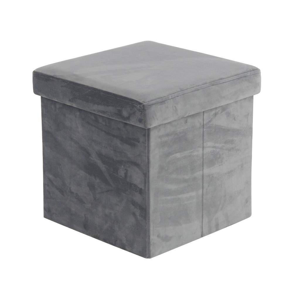 Photos - Garden Furniture Modern Fabric Storage Stool Gray - Olivia & May