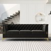 XIYUYEU 82" Sofa Velvet Upholstered 3-Seat Couch Soft Sponges Chesterfield Sofa with Gold Legs - 3 of 4