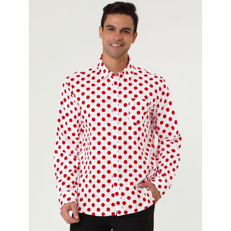 Lars Amadeus Men's Polka Dots Long Sleeves Dress Button Down Shirt, 2 of 7