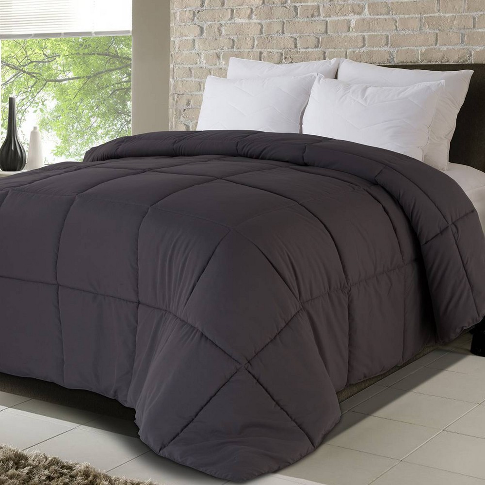 Photos - Duvet Twin Down Alternative Comforter Dark Gray - Never Down